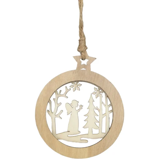 Northlight Angels & Cherubs>4.25" Wooden Angel And Pine Tree Christmas Ornament