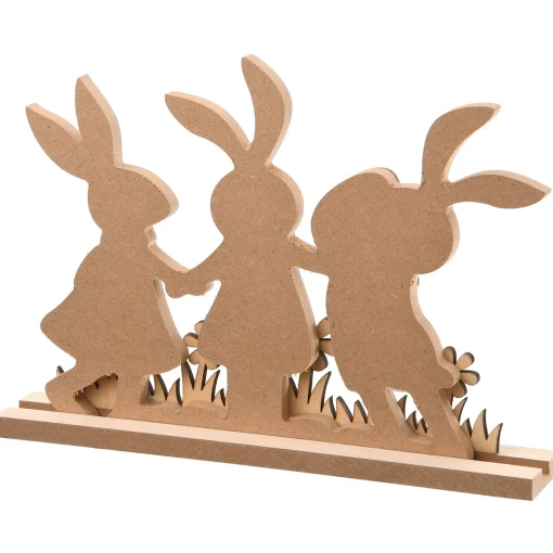 National Tree Company 12" Wooden Rabbit Trio Easter Tabletop Decoration