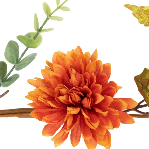 Northlight 5.5' X 6" Autumn Harvest Orange And Yellow Mums With Maple Leaves Garland - Unlit