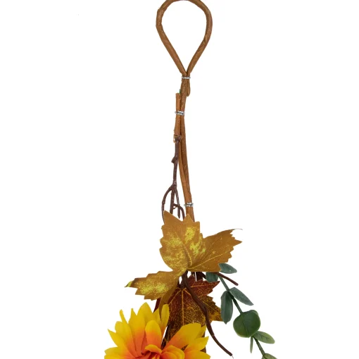 Northlight 5.5' X 6" Autumn Harvest Orange And Yellow Mums With Maple Leaves Garland - Unlit