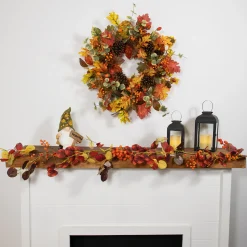 Northlight 5' X 8" Berries And Maple Leaves Artificial Fall Harvest Garland, Unlit