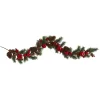 Traditional Pine Garland*Nearly Natural 6' X 12" Berry And Pinecone With Apple Artificial Christmas Garland, Unlit