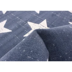 Chaudhary Living 5.25' X 7.5' Blue And White Americana Stars Rectangular Area Throw Rug