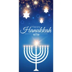Showdown Displays 80" X 36" Blue And White Hanukkah Menorah Front Door Banner Mural Sign Decoration