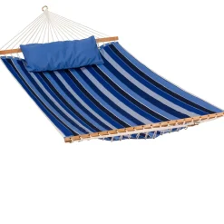 The Hamptons Collection 82" X 56" Blue Stripe Pattern Reversible Sunbrella Quilted Hammock