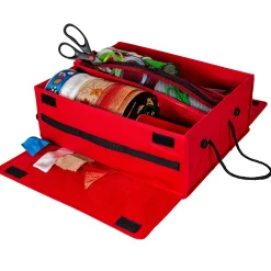 Santa’s Bags Ornament Storage>13.75" X 16.75" Candy Red Ribbon Christmas Storage Box