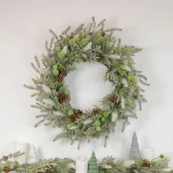 Traditional Pine Garland*Northlight 5' X 10" Frosted Pine And Pine Cone Christmas Garland - Unlit