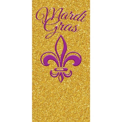 Showdown Displays 80" X 36" Gold And Pink Outdoor Glittered Mardi Gras Front Door Banner