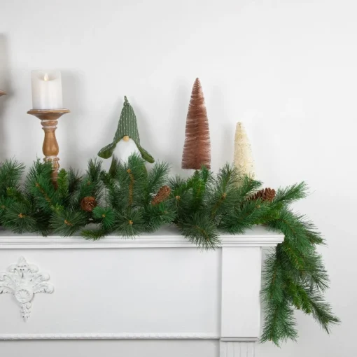 Unlit Garland*Northlight 9' X 12" Green Pine And Pine Cones Artificial Christmas Garland, Unlit