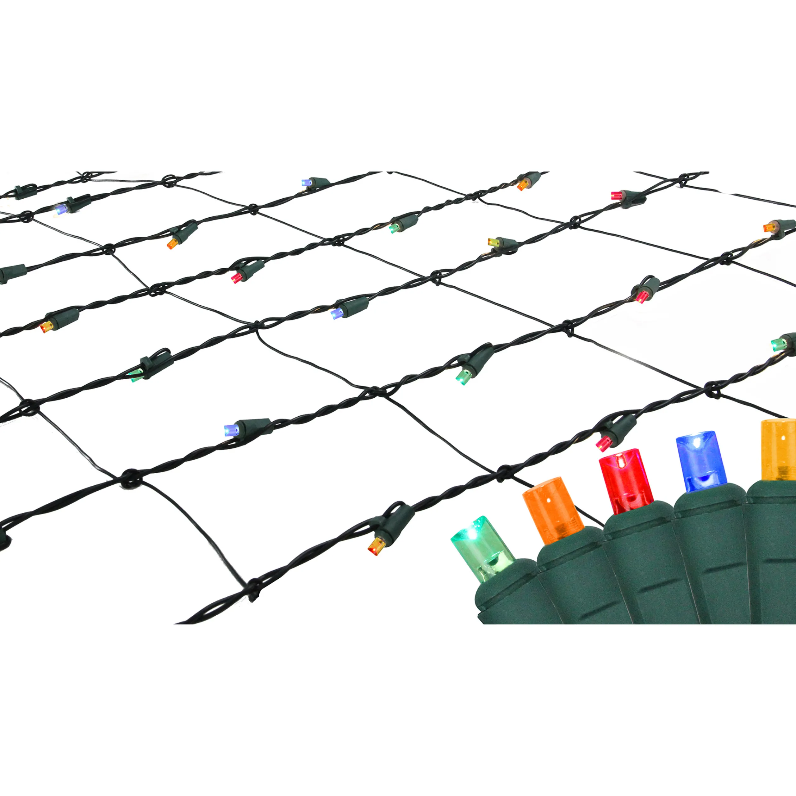 Northlight 4' X 6' Multi-Color Led Wide Angle Net Style Christmas Lights, Green Wire
