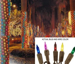Sienna 2' X 8' Multi-Color Mini Christmas Net Style Tree Trunk Wrap Christmas Lights - Brown Wire