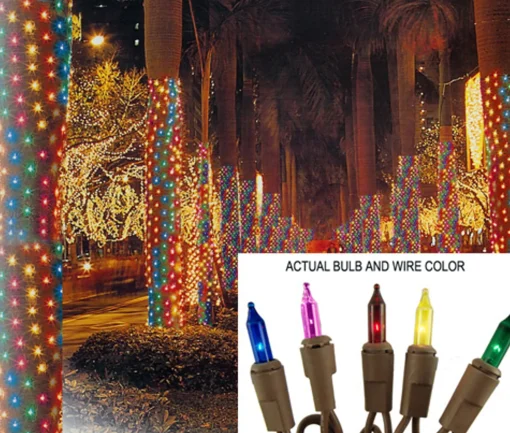 Sienna 2' X 8' Multi-Color Mini Christmas Net Style Tree Trunk Wrap Christmas Lights - Brown Wire