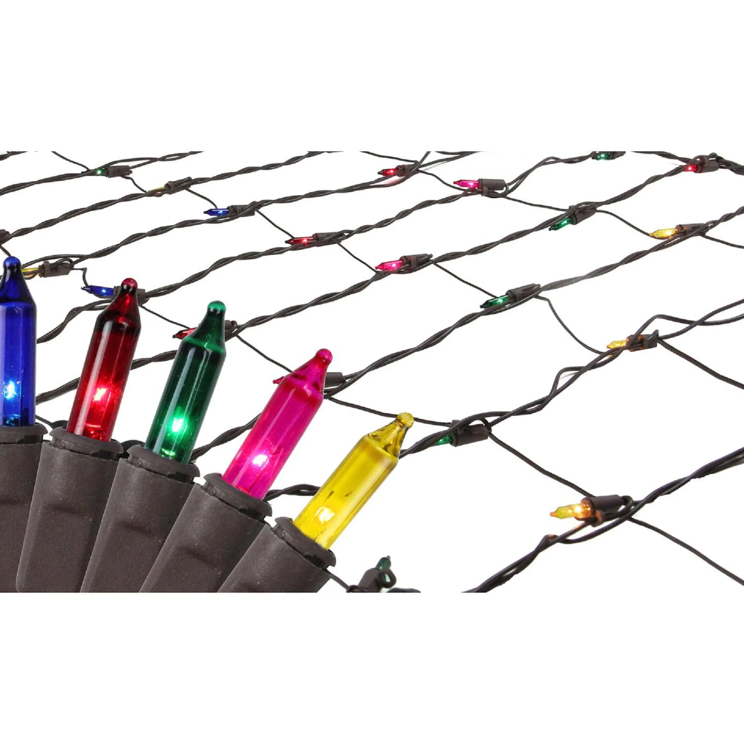 Northlight 2' X 8' Multi-Color Mini Net Style Christmas Lights - Brown Wire