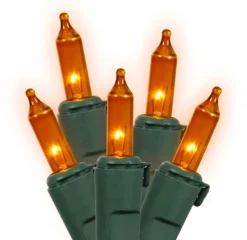 Northlight 4' X 6' Orange Mini Incandescent Net Style Christmas Lights - Green Wire