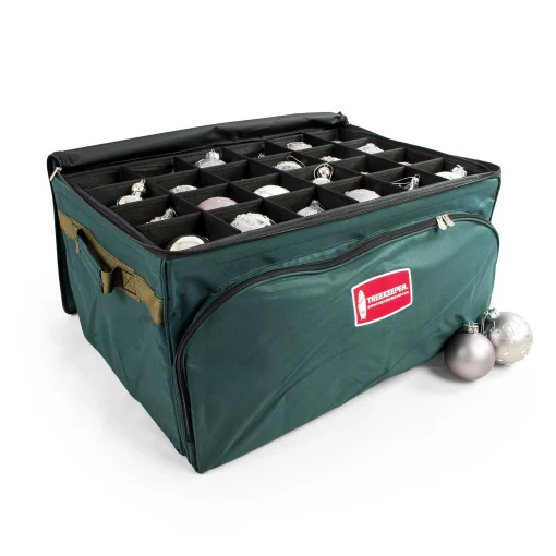 Tree Keeper Ornament Storage>19" X 27" Pine Green Three Tray Ornament Christmas Storage Bag With Front Pocket