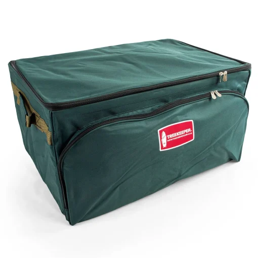 Tree Keeper Ornament Storage>19" X 27" Pine Green Three Tray Ornament Christmas Storage Bag With Front Pocket