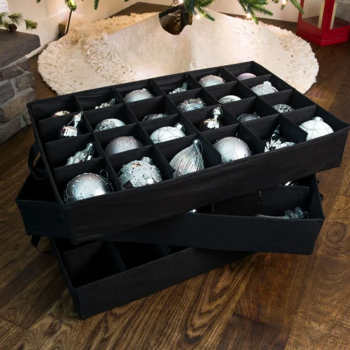 Tree Keeper Ornament Storage>19" X 27" Pine Green Three Tray Ornament Christmas Storage Bag With Front Pocket