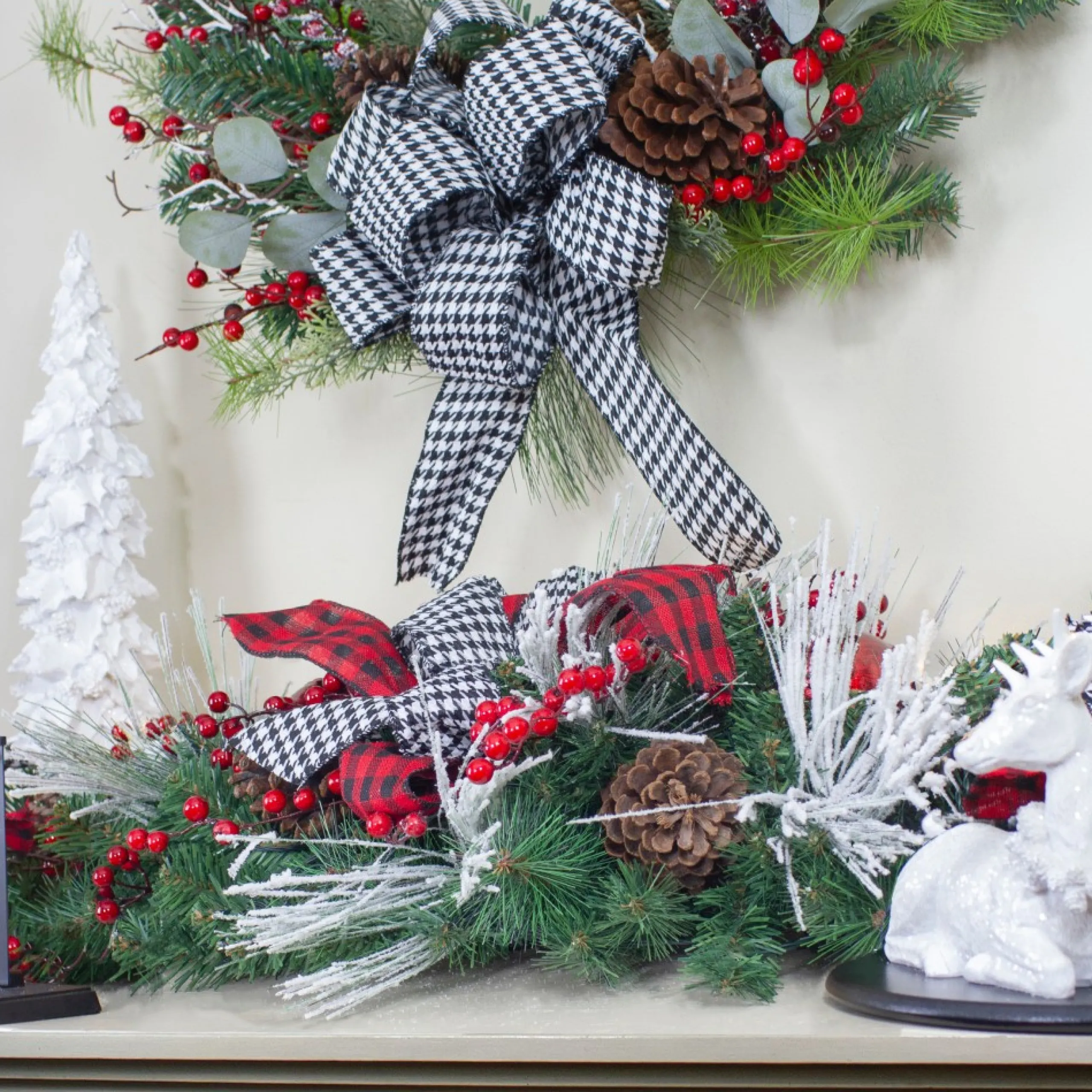 Specialty Garland*Northlight 6' X 12" Plaid And Houndstooth And Berries Artificial Christmas Garland - Unlit