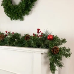 Specialty Garland*Northlight 6' X 8" Pre-Decorated Holly Berry, Pine Cone, And Ball Artificial Christmas Garland, Unlit
