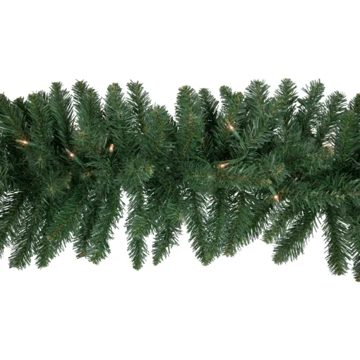 Pre-Lit Garland*Northlight 9' X 12" Pre-Lit Buffalo Fir Artificial Christmas Garland - Clear Lights