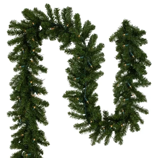 Pre-Lit Garland*Northlight 50' X 10" Pre-Lit Canadian Pine Commercial Artificial Christmas Garland, Clear Lights