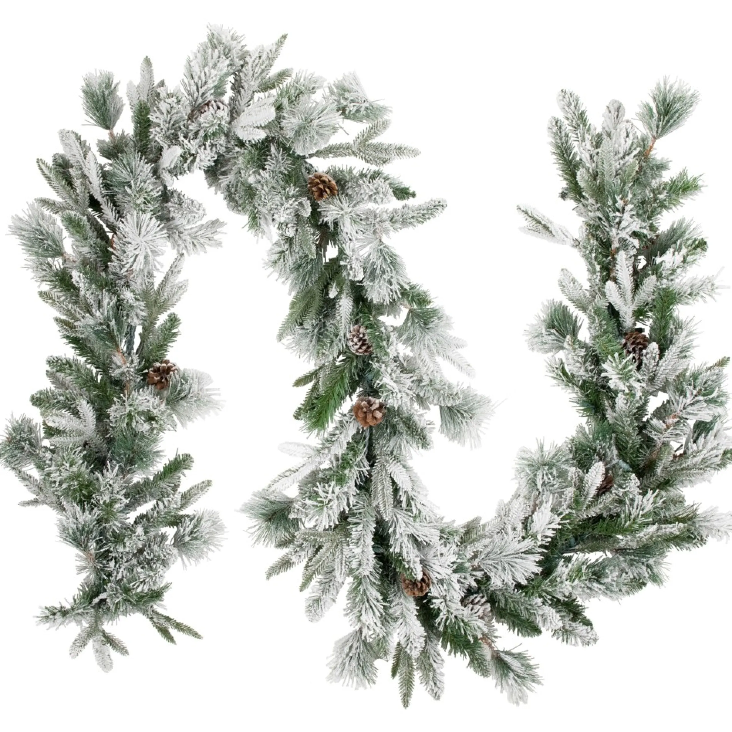 Pre-Lit Garland*Northlight 9' X 14" Pre-Lit Flocked Mixed Rosemary Emerald Pine Artificial Christmas Garland - Clear Led Lights