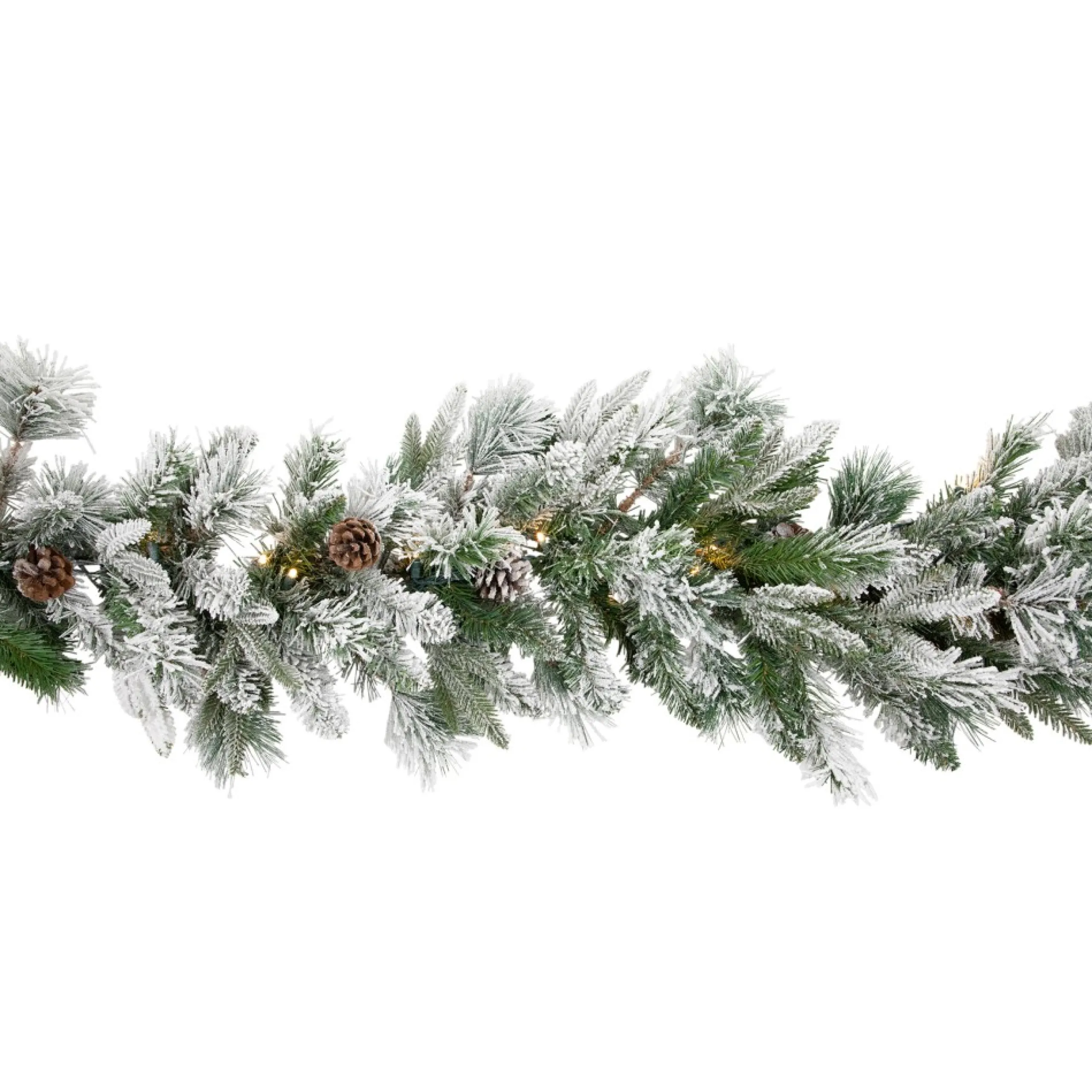 Pre-Lit Garland*Northlight 9' X 14" Pre-Lit Flocked Mixed Rosemary Emerald Pine Artificial Christmas Garland - Clear Led Lights