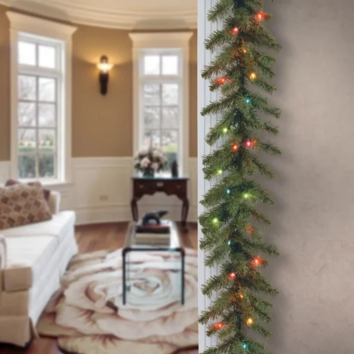 Traditional Pine Garland*National Tree Company 9' X 10" Pre-Lit Kincaid Spruce Artificial Christmas Garland, Multicolor Lights