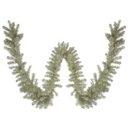 Pre-Lit Garland*Northlight 9 X 12 Pre-Lit Metallic Sterling Silver Artificial Christmas Tinsel Garland - Clear Lights