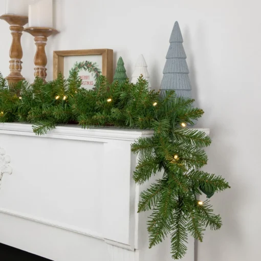 Pre-Lit Garland*Northlight 9' X 10" Pre-Lit Northern Pine Artificial Christmas Garland - Warm White Led Lights