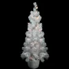 Northlight 3 And 3.5 Feet Tall>3.5' X 18'' Pre-Lit Potted Flocked White Tinsel Artificial Christmas Tree - Clear Lights