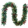 Traditional Pine Garland*Celestial Lights 9' X 12" Pre-Lit Woodland Berry Artificial Christmas Garland, Clear Lights