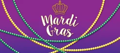 Showdown Displays 7' X 16' Purple And Green Beaded Mardi Gras Double Car Garage Door Banner