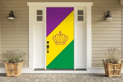 Showdown Displays 80" X 36" Purple And Yellow Outdoor Striped Mardi Gras Front Door Banner
