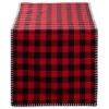 Linens*Contemporary Home Living 14" X 72" Red And Black Christmas Buffalo Check With Embroidery Table Runner