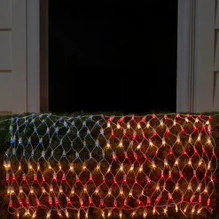 Northlight 2' X 2.75' Red And Blue American Flag Mini Net Style Lights - White Wire