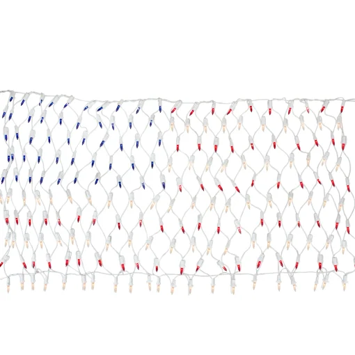 Northlight 2' X 2.75' Red And Blue American Flag Mini Net Style Lights - White Wire