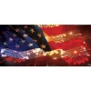 Showdown Displays 7' X 16' Red And Blue Outdoor American Flag With Fireworks Double Car Garage Door Banner