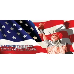Showdown Displays 7' X 16' Red And Blue Us Liberty Patriotic Single Car Garage Door Banner