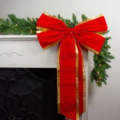 Bows*Northlight 24" X 38" Red And Gold 4-Loop Velveteen Christmas Bow Decoration