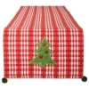 Linens*Contemporary Home Living 14" X 108" Red And White Jolly Tree Christmas Table Runner