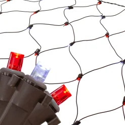 Northlight 4' X 6' Red And White Micro Led Net Style Christmas Lights, Brown Wire