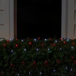 Northlight 4' X 6' Red And White Micro Led Net Style Christmas Lights, Brown Wire