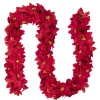 Unlit Garland*Northlight 6' X 3" Red Artificial Poinsettia Floral Christmas Garland - Unlit