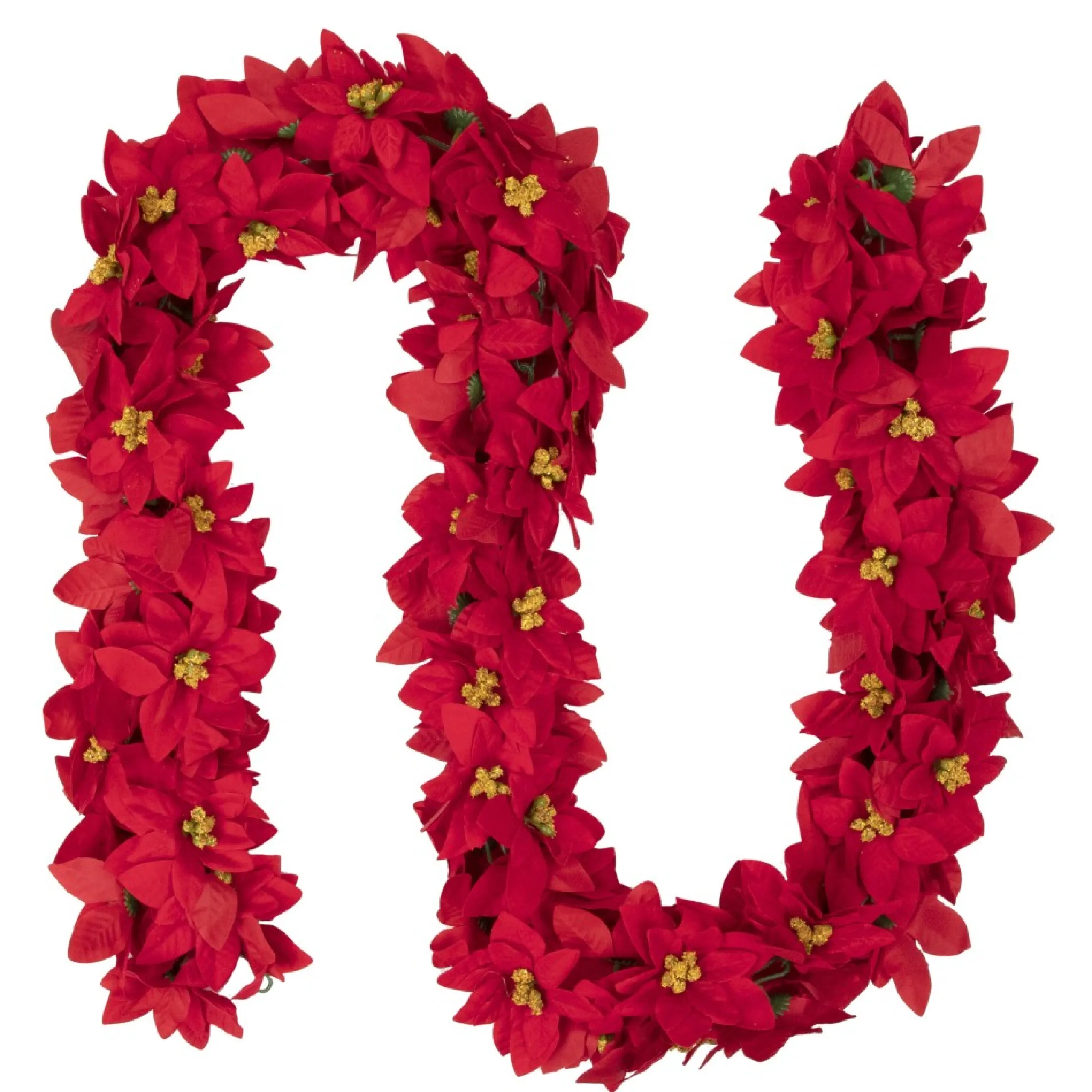 Unlit Garland*Northlight 6' X 3" Red Artificial Poinsettia Floral Christmas Garland - Unlit