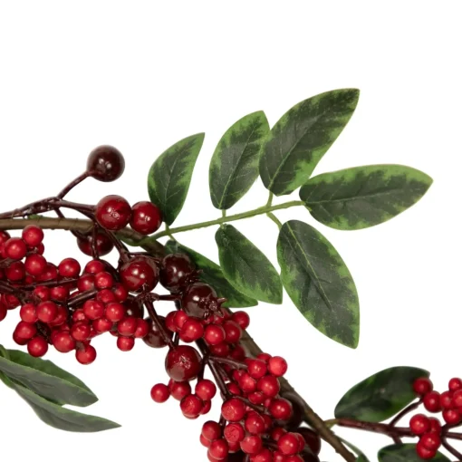 Unlit Garland*Northlight 5' X 3.25" Red Berries With Leaves Artificial Christmas Garland, Unlit