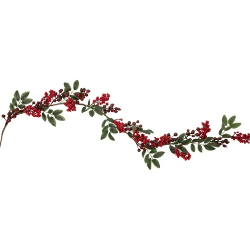 Unlit Garland*Northlight 5' X 3.25" Red Berries With Leaves Artificial Christmas Garland, Unlit