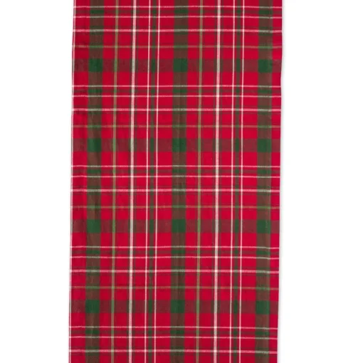 Linens*Contemporary Home Living 14" X 72" Red, Green And White Rectangular Tartan Holly Plaid Table Runner