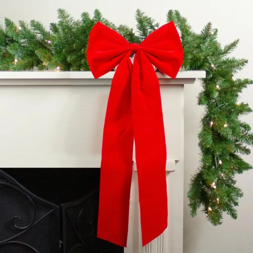 Bows*Northlight 12" X 24" Red 4-Loop Velveteen Christmas Bow Decoration