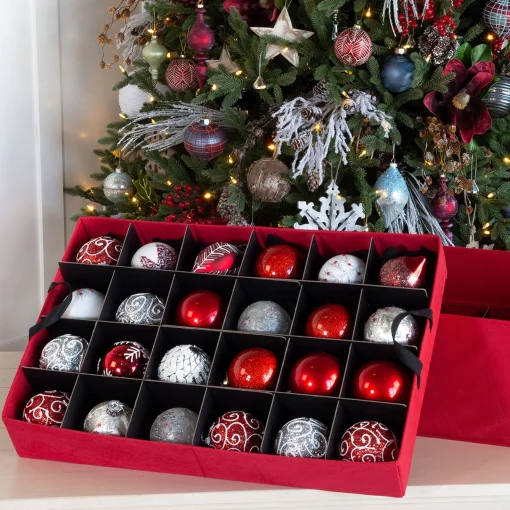 Santa’s Bags Ornament Storage>18" X 26.25" Rose Red Two Tray 4 Christmas Ornament Storage